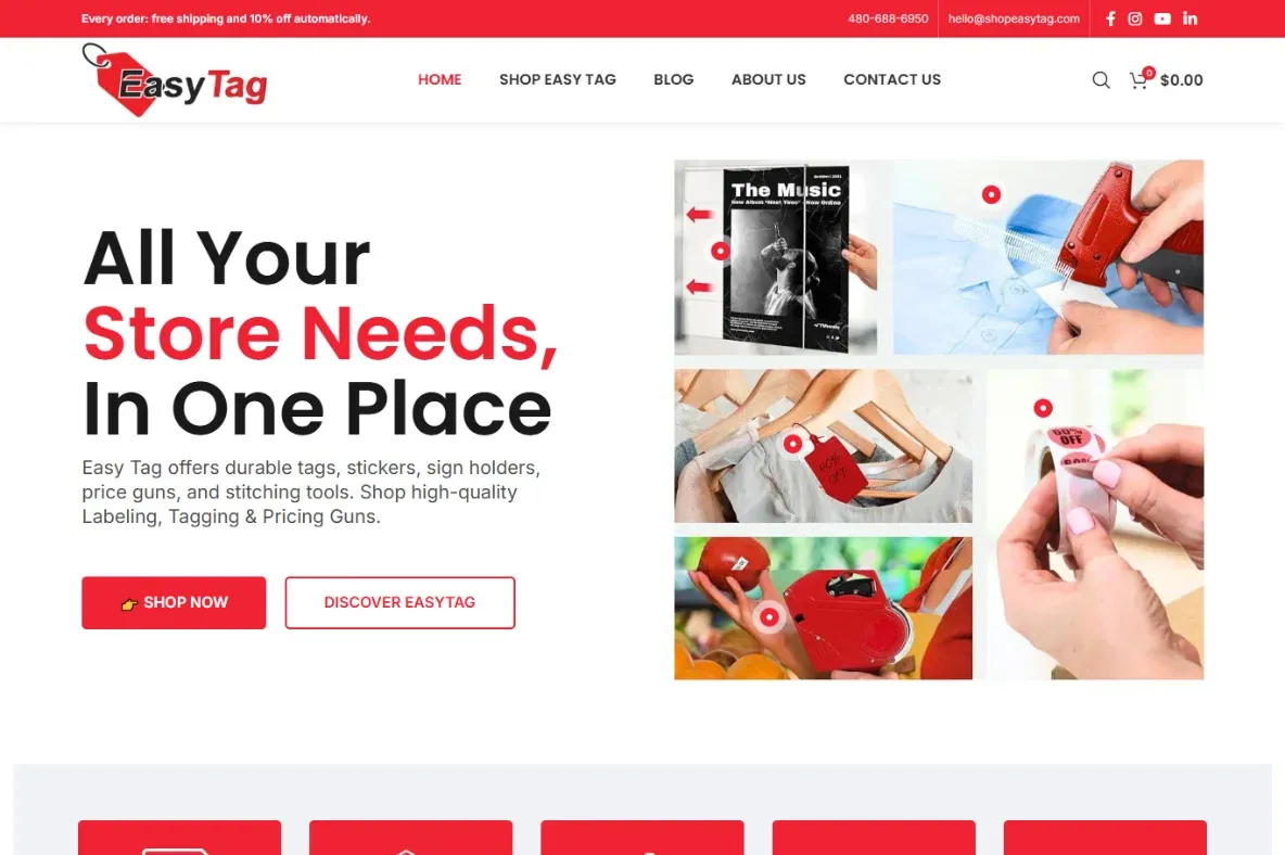 Easy Tag home page — retail labels, stickers, price guns and tagging supplies
