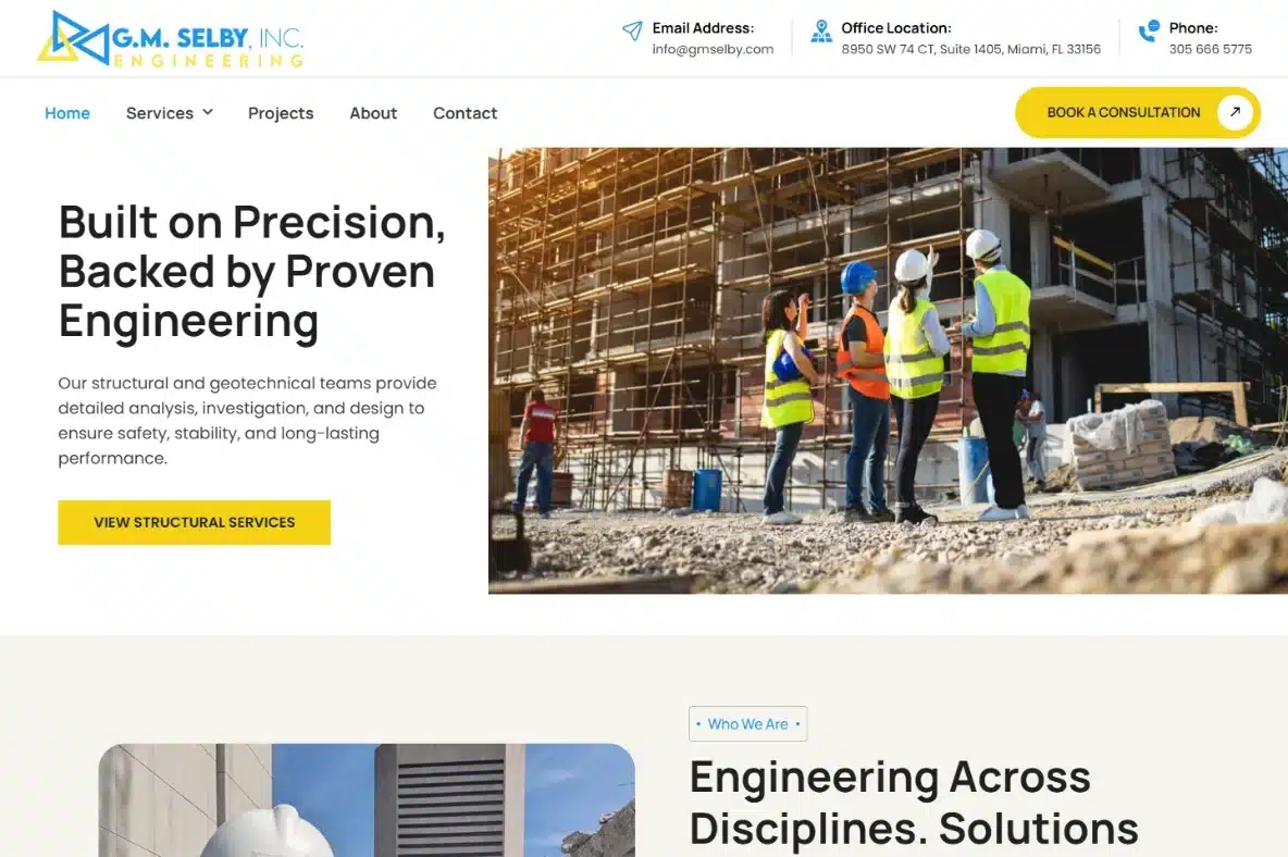 G.M. Selby Inc home page — engineering and consulting firm, Miami, Florida