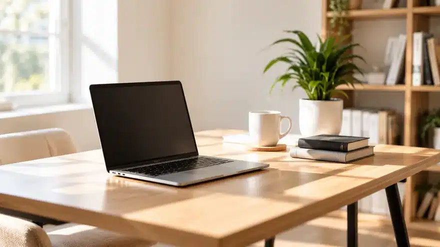 Laptop on an office desk for a consultant or firm WordPress website