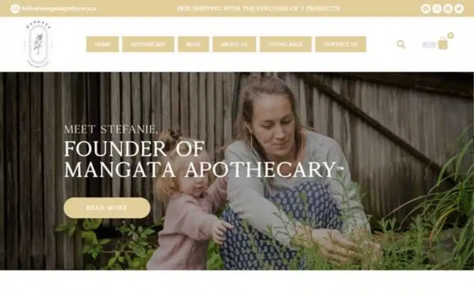 Mangata Apothecary WooCommerce store home page built by WP BigBang