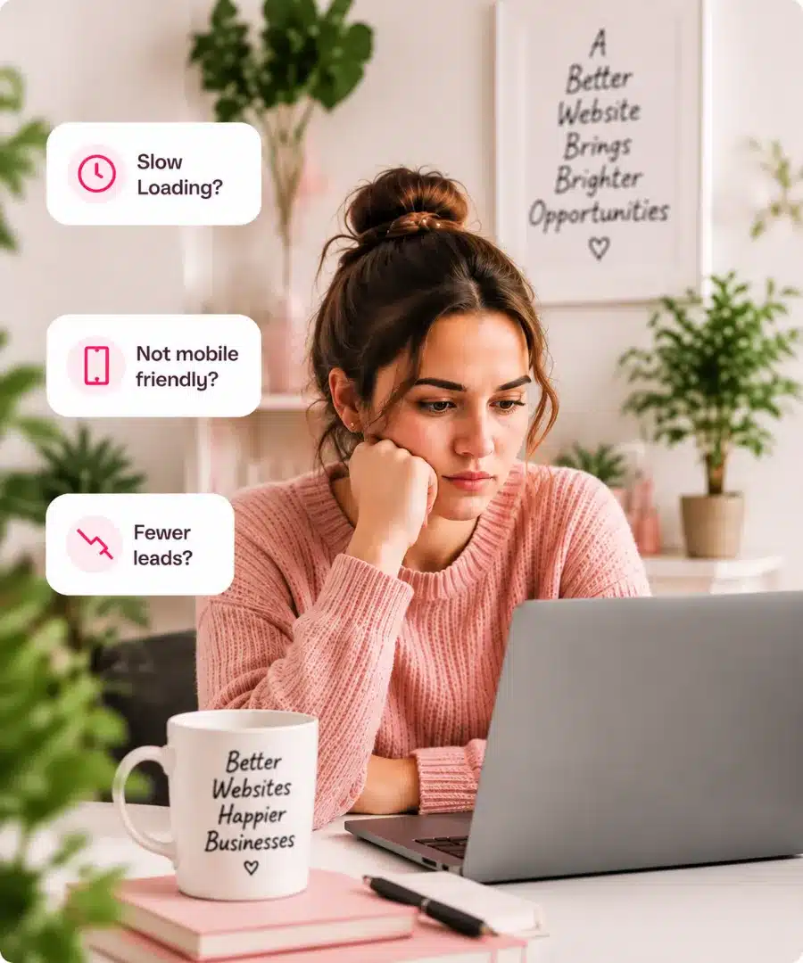 Business owner worried about a slow website that is not mobile friendly and brings fewer leads