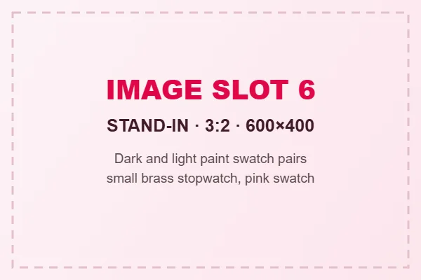 Dark and light swatch cards beside a brass stopwatch, for readable design and fast-loading pages