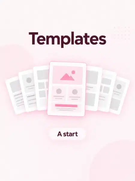 Fanned layout sample cards beside a sketchbook, comparing Divi vs WPBakery ready-made designs