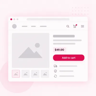 Wooden shop counter model with blank product boxes, a WooCommerce store built with a page builder
