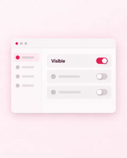 A settings screen with a Visible toggle switched on, letting search engines into a WordPress site