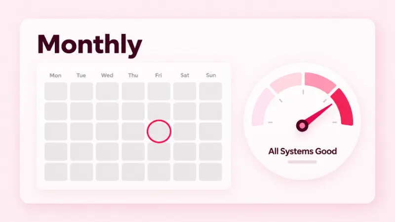 Desk calendar with one date circled in pink beside a plant, a monthly check to keep a WordPress site fast