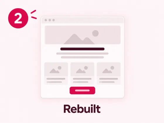 Step 2 Rebuilt, a finished page inside a browser frame after moving a site to WordPress