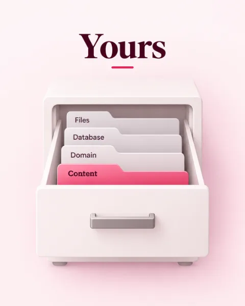 Wooden filing box with folders and a key in the lock, showing you own your WordPress site files