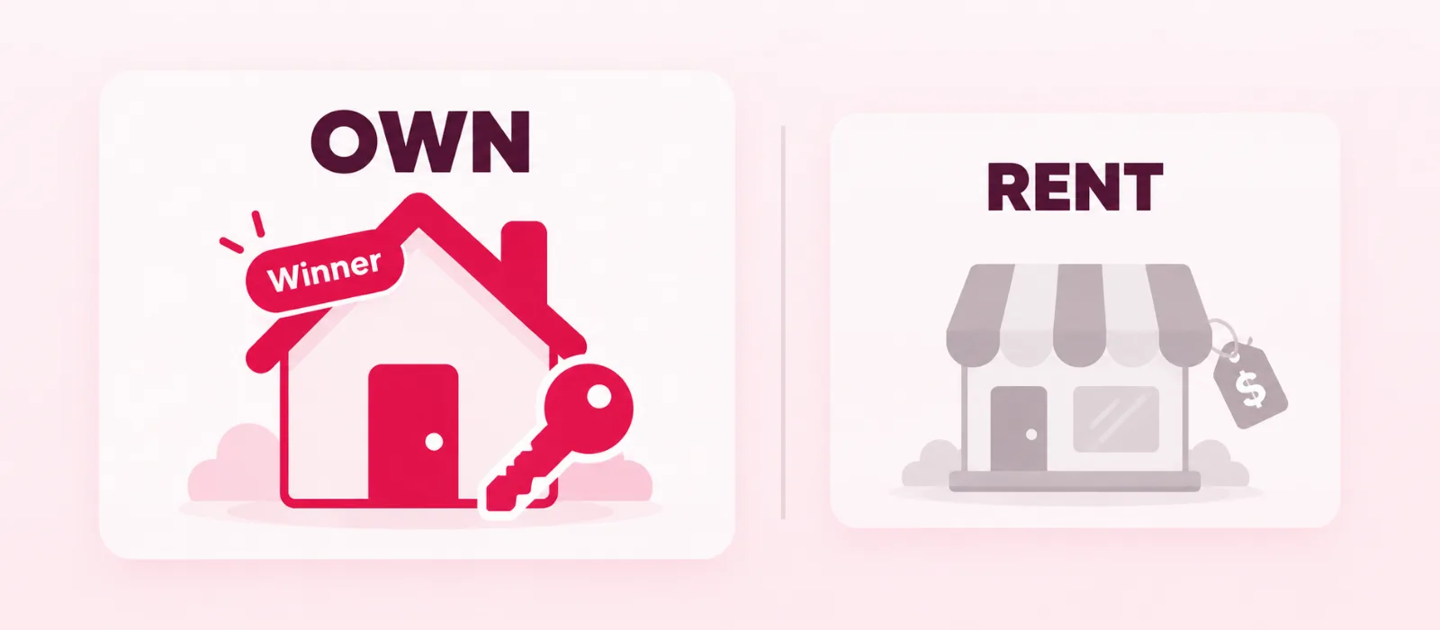 WooCommerce vs BigCommerce as a small wooden house with a brass key beside a monthly bill envelope