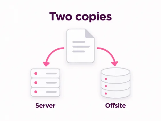 Two backup drives on an oak shelf, keeping WordPress backups in more than one place